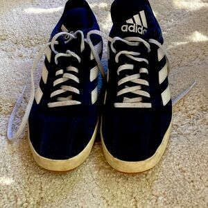 Adidas Men's Dark Blue and White Sneakers